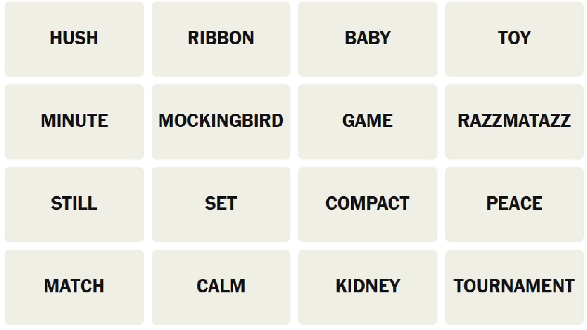 All words for NYT Connections today (Image via The New York Times)