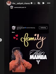 Aaliyah Chavez reacts to Vanessa Bryant reacting to her following her on Instagram (Source: Instagram/the__aaliyah_chavez)