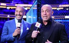 When Jon Anik gave "G.O.A.T." Joe Rogan his flowers for his talents on the mic: "Imitation = flattery"