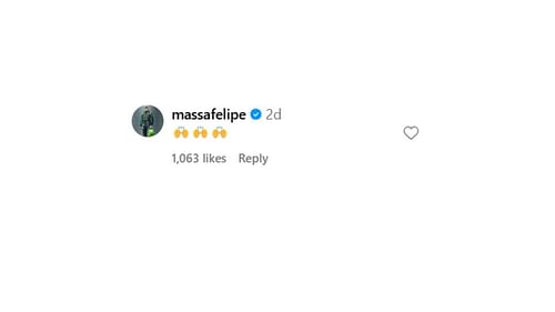 Snapshot of Felipe Massa's comment...Credits-Instagram