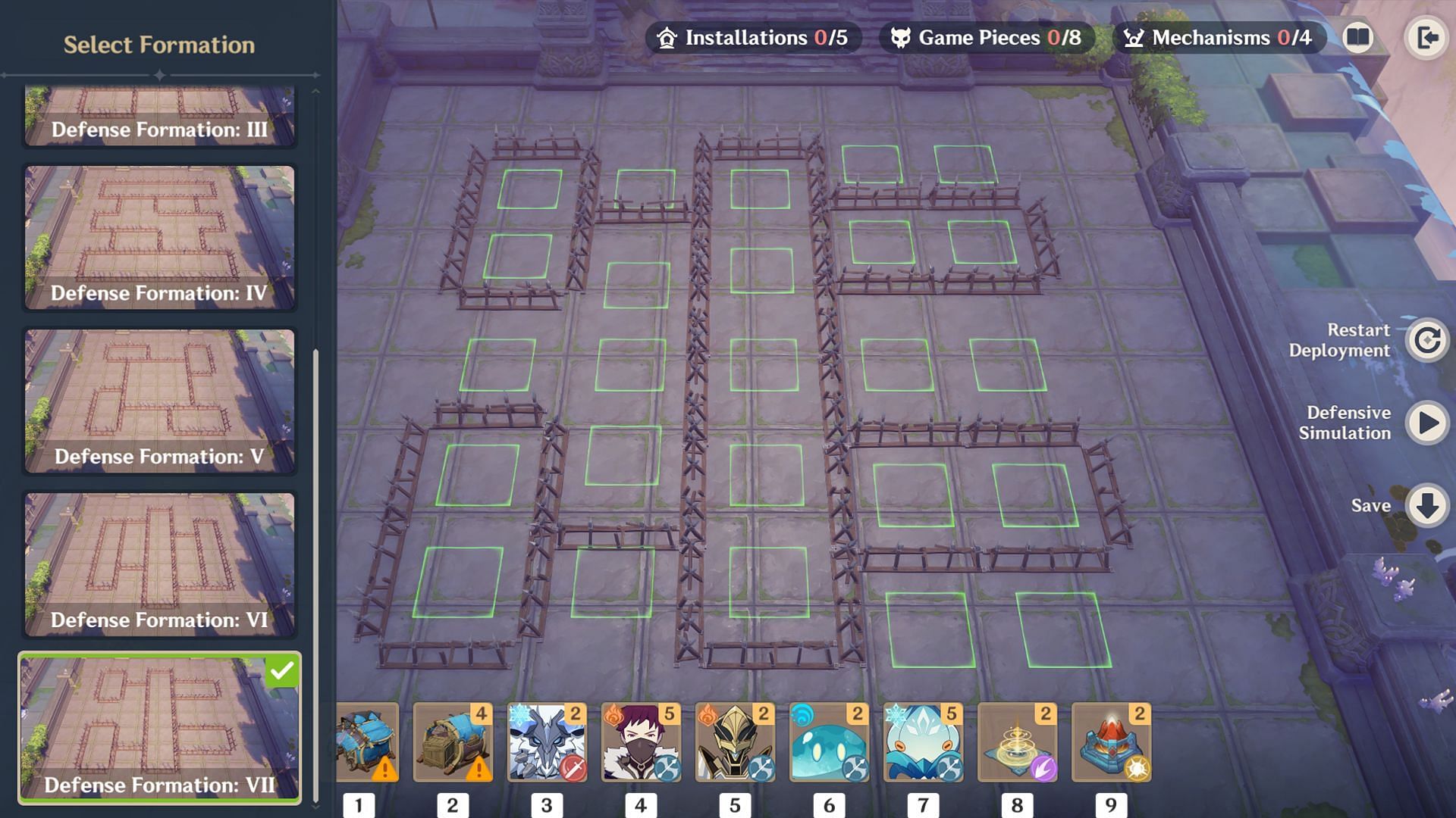 Select your formation and place your defensive units accordingly (Image via Sportskeeda Gaming/HoYoverse)