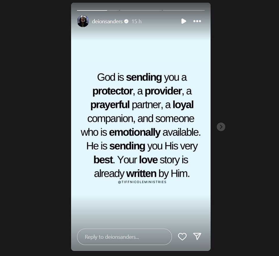 Coach Prime's Instagram story (Image credit: IG/@deionsanders)