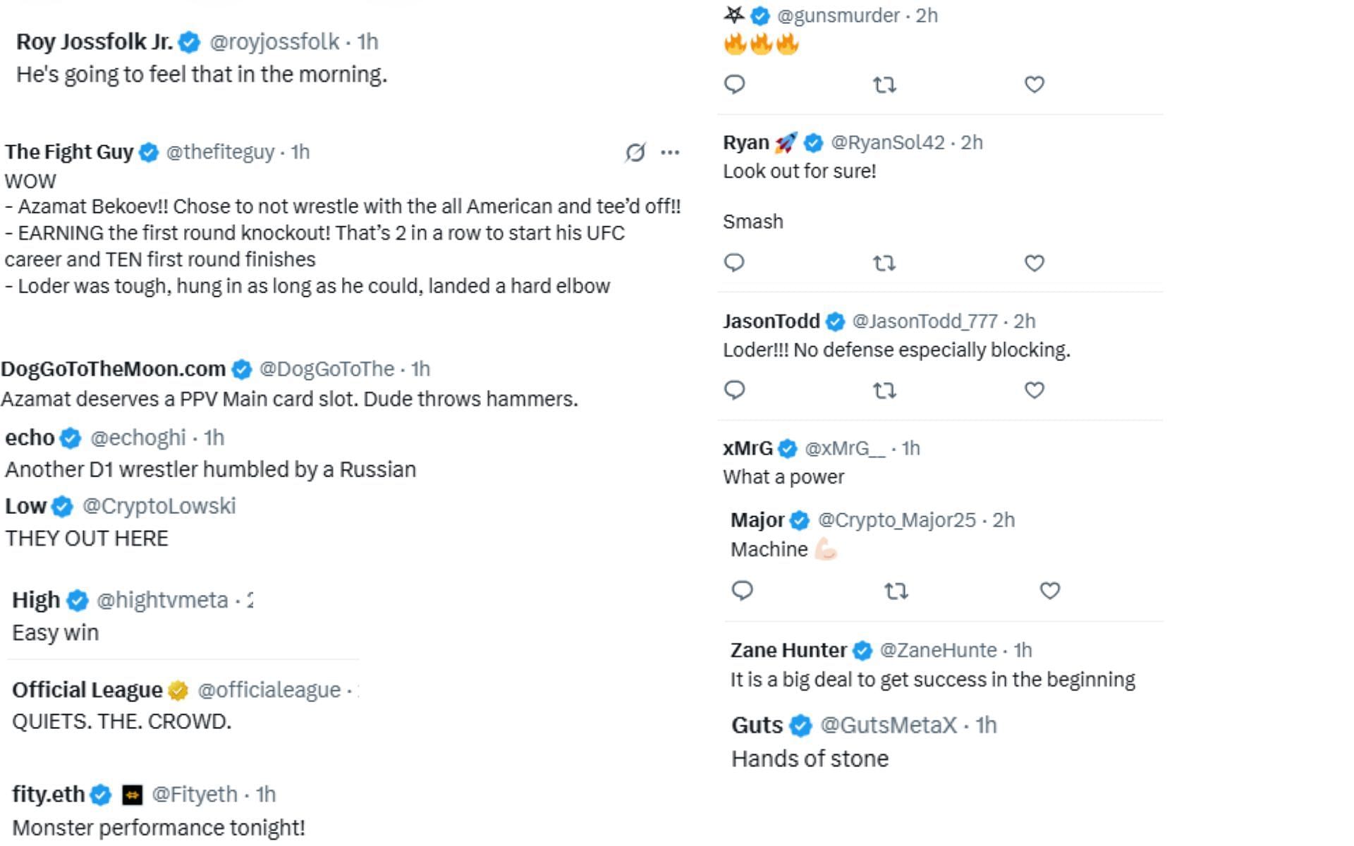  Fan reactions. [Screenshots courtesy: @ufc on X]