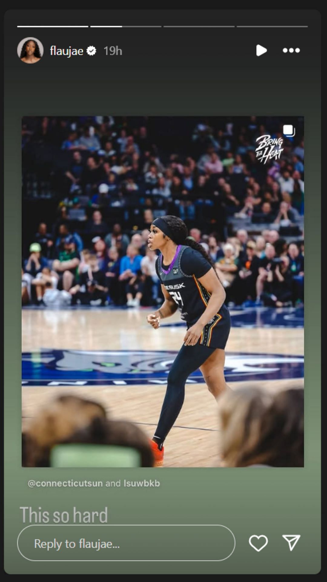 Flau&#039;jae Johnson shows support to former LSU teammate Aneesah Morrow on IG story. Image via @flaujae