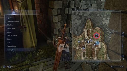 The training area is located in the northeast of the Roundtable Hold (Image via Sportskeeda Gaming || FromSoftware)