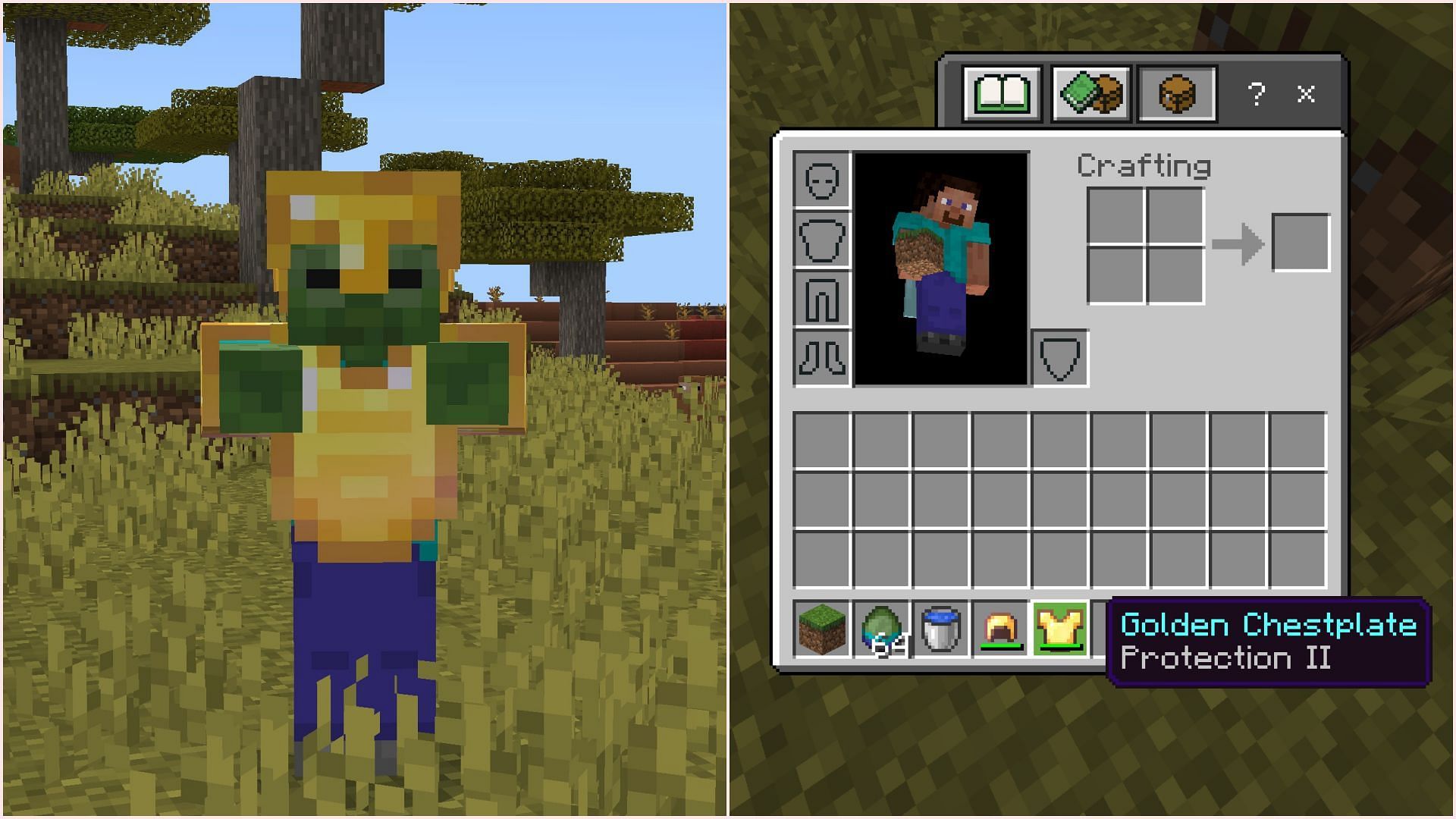 There is a simple way to get every gear from a zombie in Minecraft Bedrock Edition. (Image via Sportskeeda Gaming || Mojang Studios)