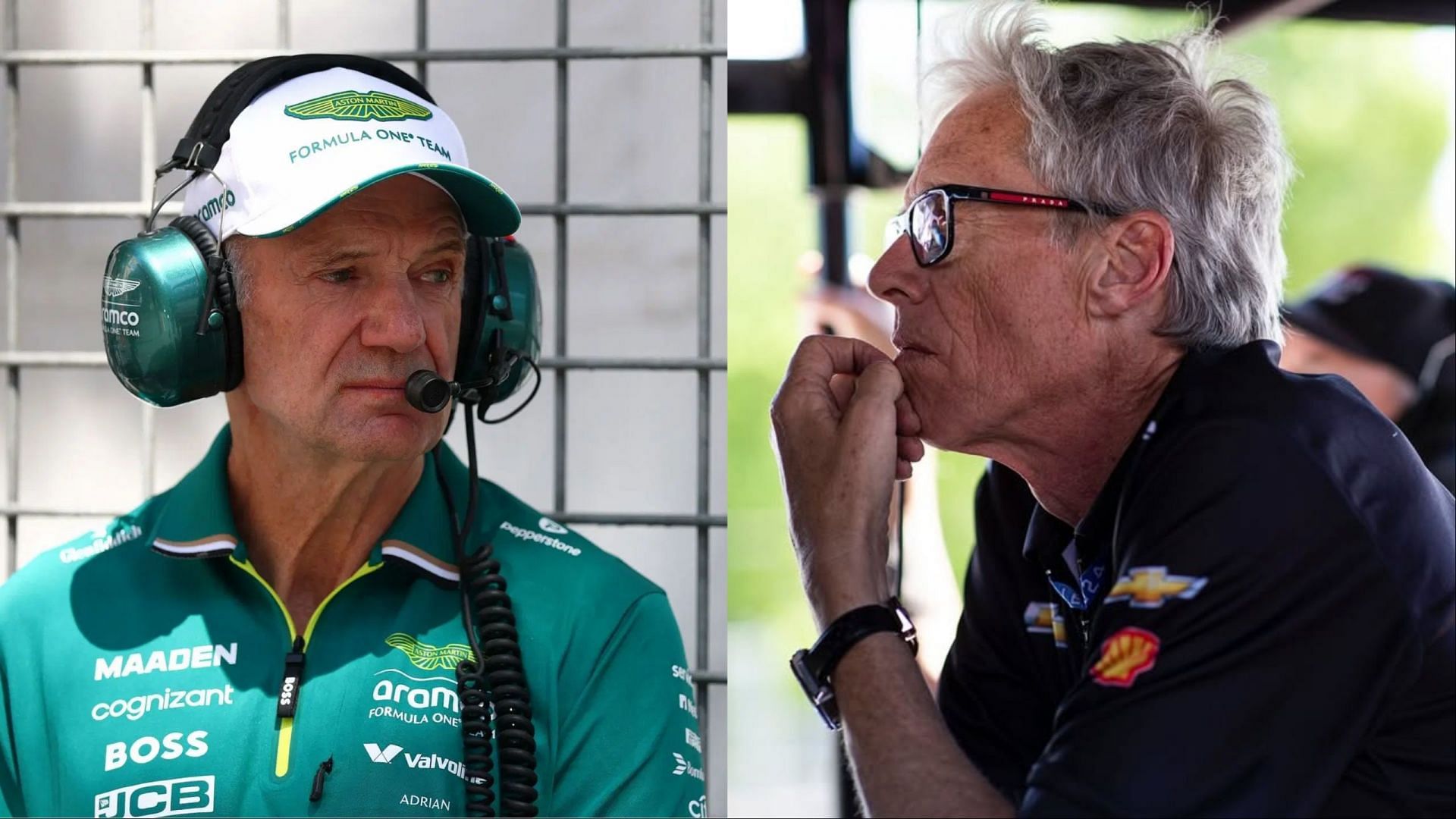 Image credits: L: Adrian Newey (Getty), R: Michael Cannon (Instagram/ajfoytracing)