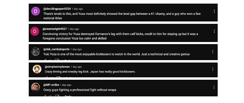 Screenshot of comments. [ONE Championship/YouTube]