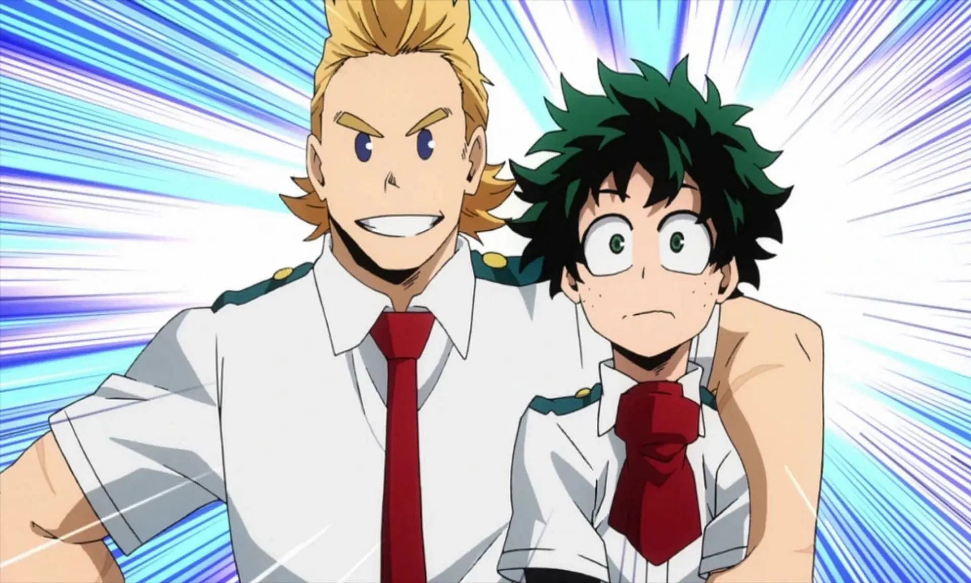 Mirio and Deku as seen in the anime (Image via Bones).