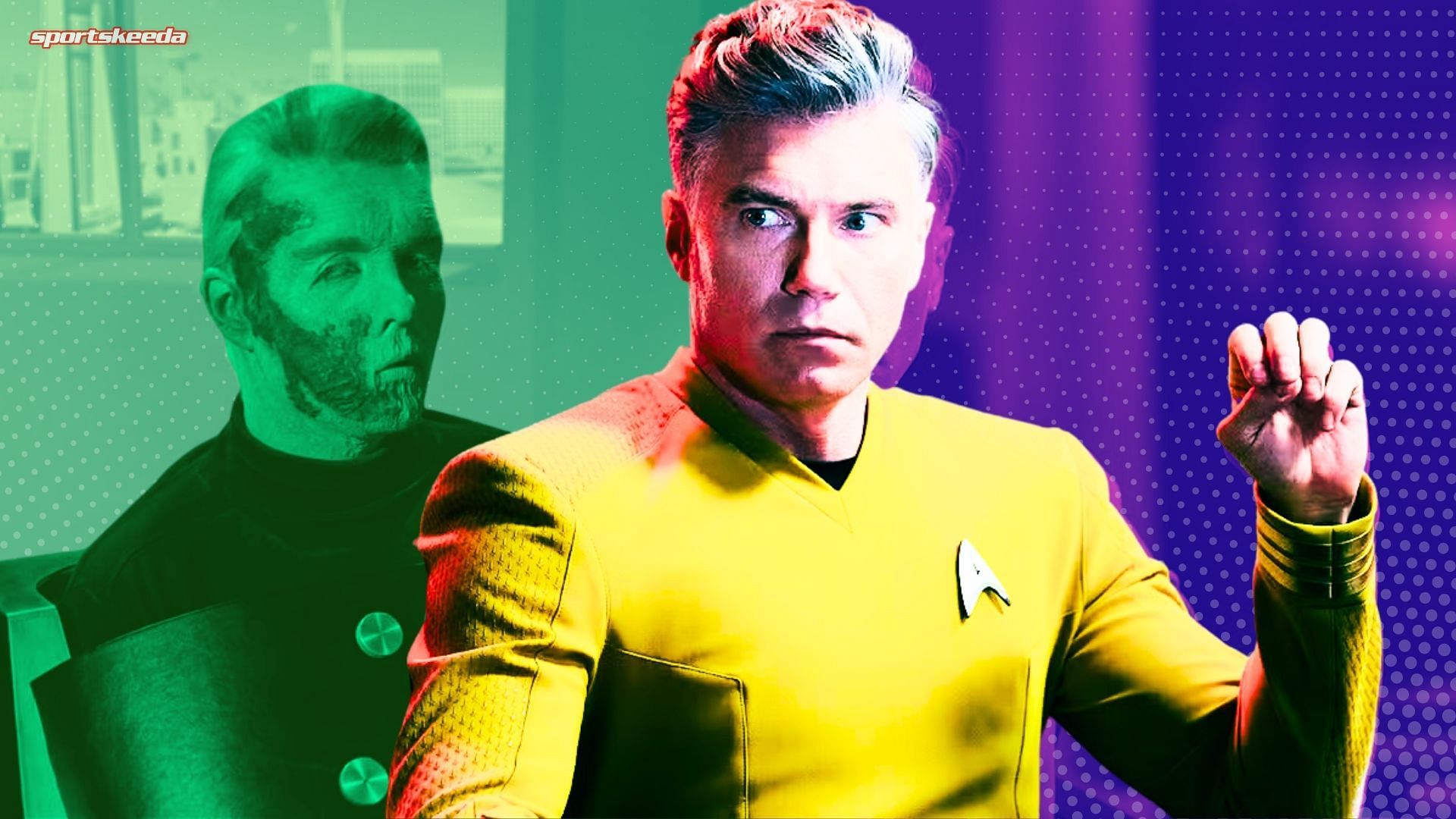Custom cover edited by Sportskeeda. Pictured: Sean Kenney and Anson Mount as Captain Pike