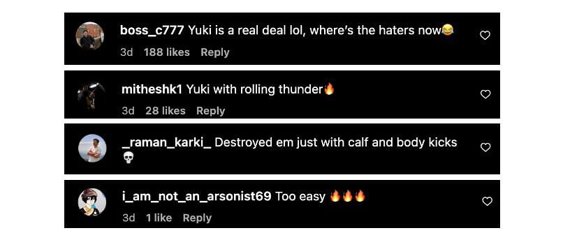 Screenshot of comments. [ONE Championship/Instagram]