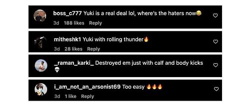 Screenshot of comments. [ONE Championship/Instagram]