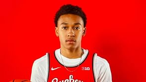 Ohio State commit Marcus Johnson reacts as he gets recognized as one of the standouts from Nike EYBL Session 3