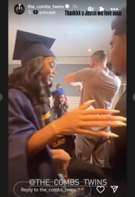 D'Lila and Jessie Combs receive a graduation gift from brother Justin (source: IG/ the_combs_twins)