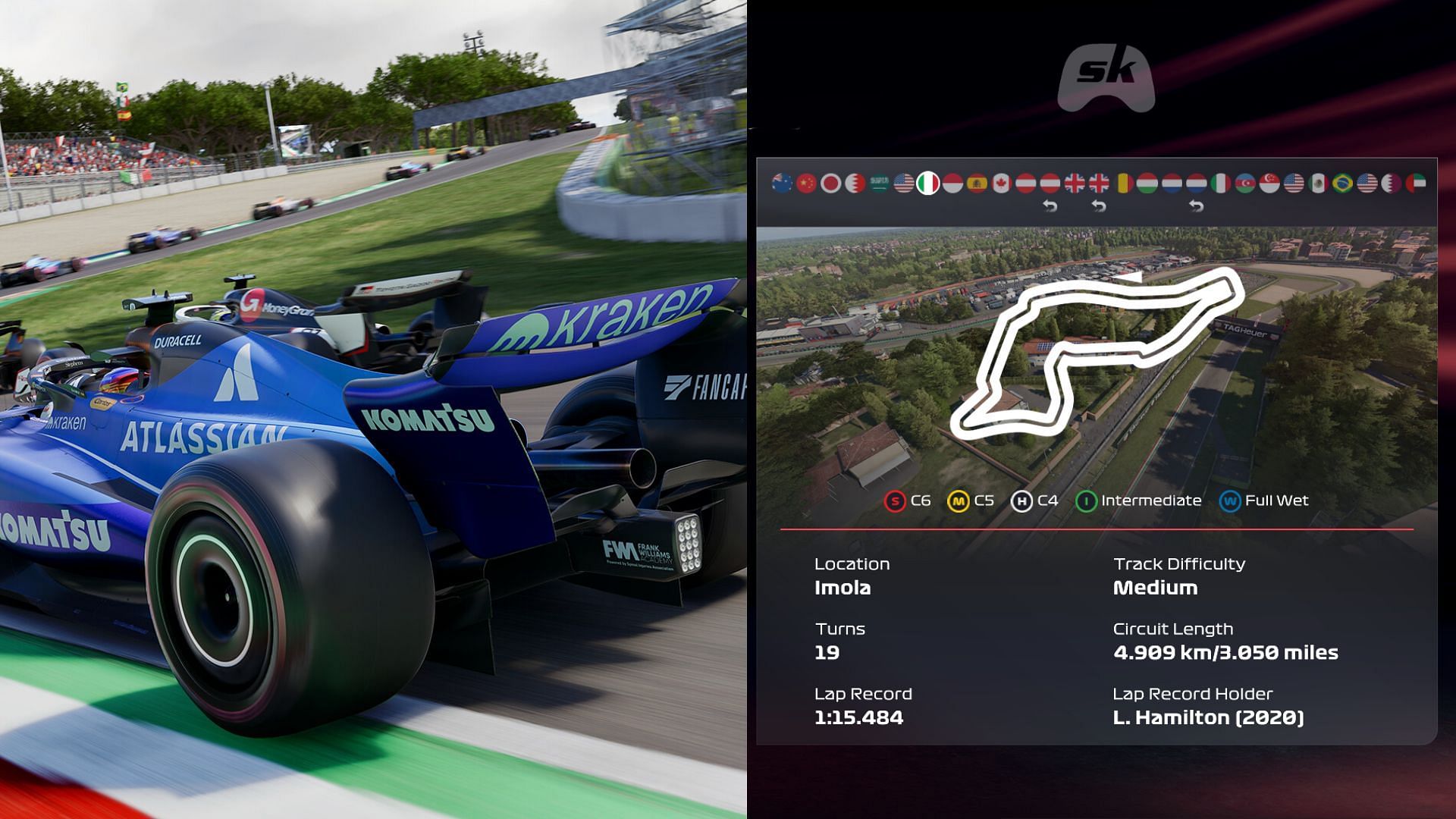 F1 25 Imola GP setup (Images via EA Sports/SK Gaming)