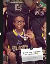 Divine Bourrage posts childhood basketball photo of herself wearing goggles (source: IG/ vine_spirit)