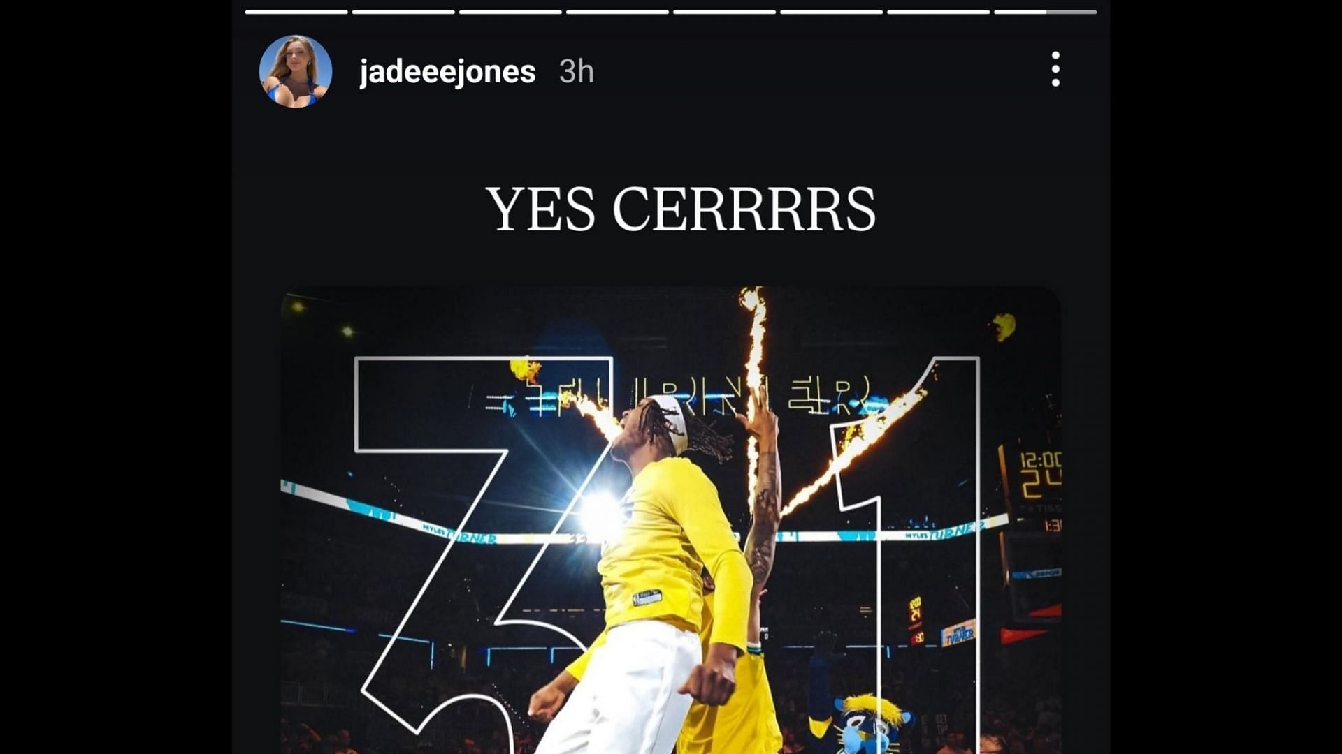 Jones' IG story