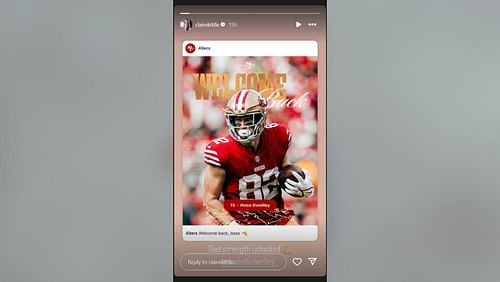 George Kittle's wife Claire shares 3-word reaction to Ross Dwelley's return to 49ers (Image Credit: Claire/IG)
