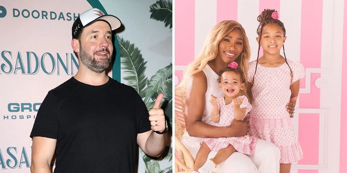 Alexis Ohanian (left, Source: Getty), Serena Williams with daughters Olympia and Adira River (right, Source: Instagram/serenawilliams)