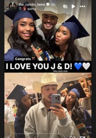 Quincy Brown takes selfie with D'Lila and Jessie Combs after their graduation (Source: IG/ the_combs_twins)