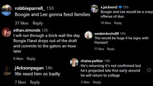 Images via comments of the Instagram post. (IG/gators.network)