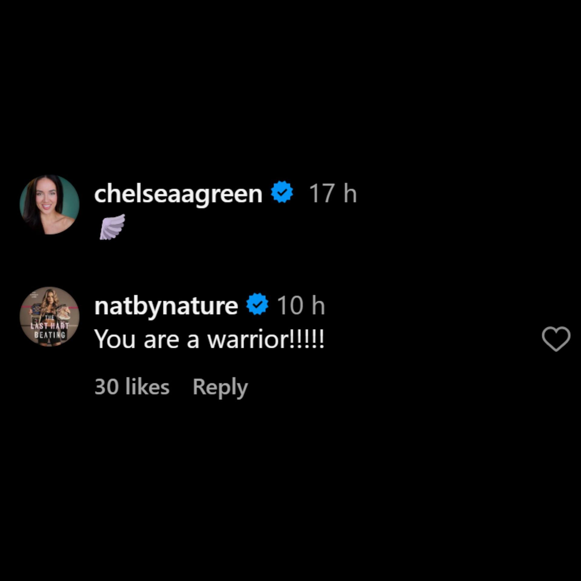 Natalya reacts to Chelsea Green&#039;s resilience. [Photo credit: Green&#039;s Instagram post]
