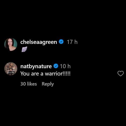 Natalya reacts to Chelsea Green's resilience. [Photo credit: Green's Instagram post]