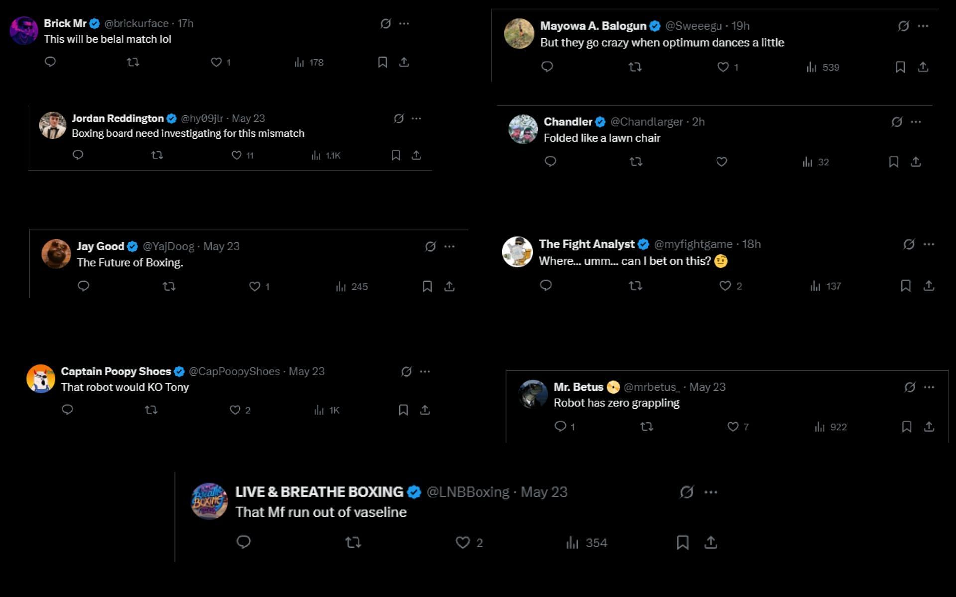 Screenshot komentárov fanúšikov. (Skontroly na snímanie obrazovky: @happypunch na x)