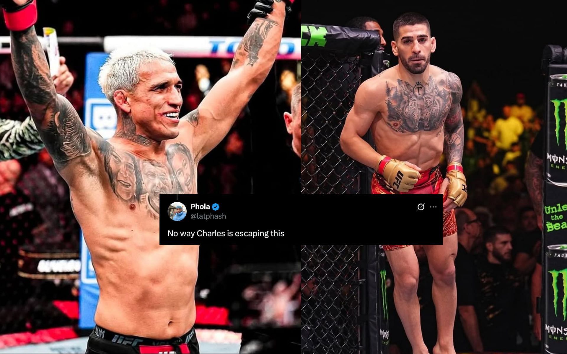 Charles Oliveira and Ilia Topuria will face each other at UFC 317 [Image Courtesy: @charlesdobronxs and @iliatopuria on Instagram]