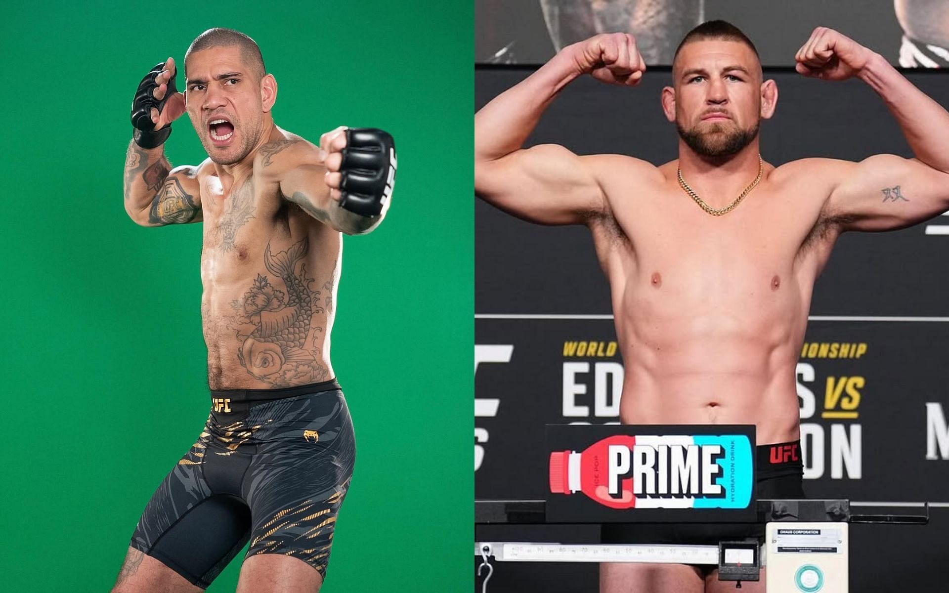 Dustin Jacoby (right) wants Alex Pereira (left) to challenge Magomed Ankalaev. [Images courtesy: @ufc and @thehanyakdj on Instagram]