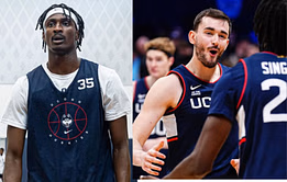 IN PICS: Alex Karaban and Samson Johnson pose with Dan Hurley and UConn coaches after graduation