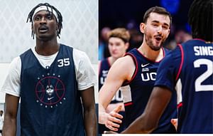 IN PICS: Alex Karaban and Samson Johnson pose with Dan Hurley and UConn coaches after graduation