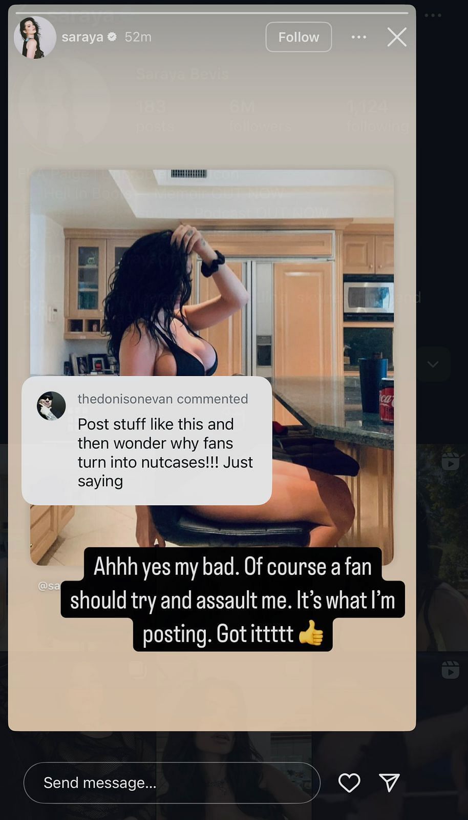 Screenshot of Saraya&#039;s Instagram story