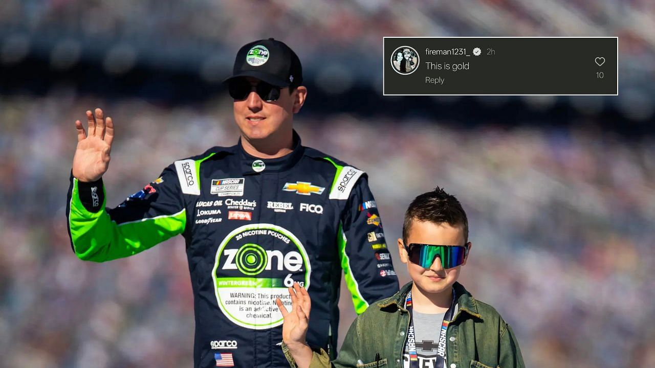 In Picture: Kyle Busch, with his son, Brexton Busch. Credit: Imagn Images. Fan reaction by: Instagram.com/fireman1231_