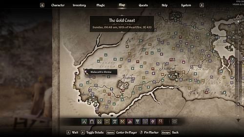 Whereabouts for Malacath's Shrine (Image via Bethesda Softworks/Youtube/@Sipder)