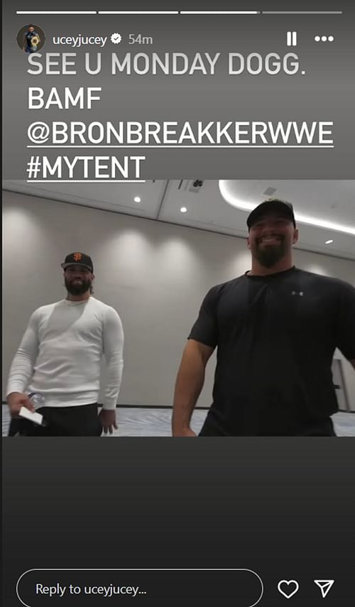 Jey Uso isn't worried about Bron Breakker [Photo credit: Uso's Instagram Story]