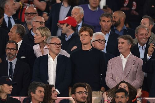 Jannik Sinner attends the Coppa Italia final between AC Milan and Bologna. Source: Getty