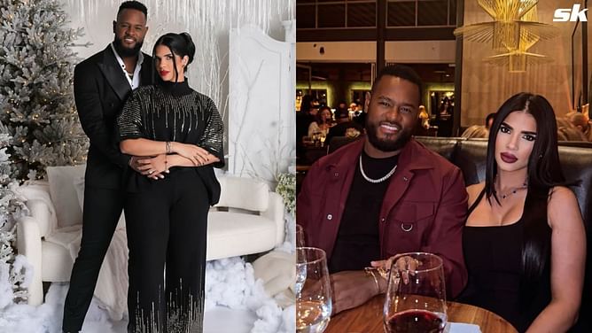 Luis Severino's wife Rosmaly turns up glamor in elegant light blue dress with yellow Chanel handbag