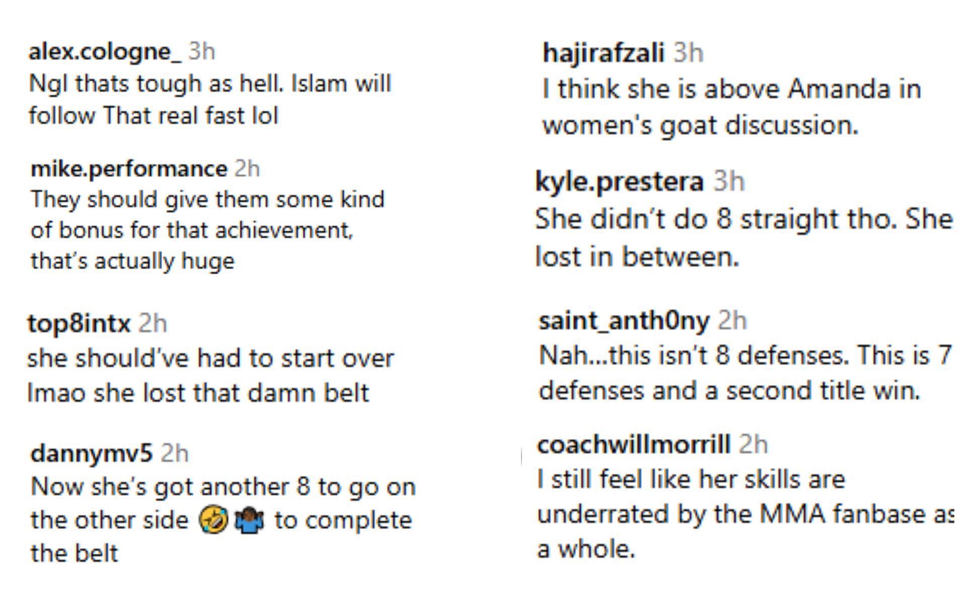 Fan reaction to Shevchenko earning all eight rubies [Image courtesy: @ufc on Instagram]