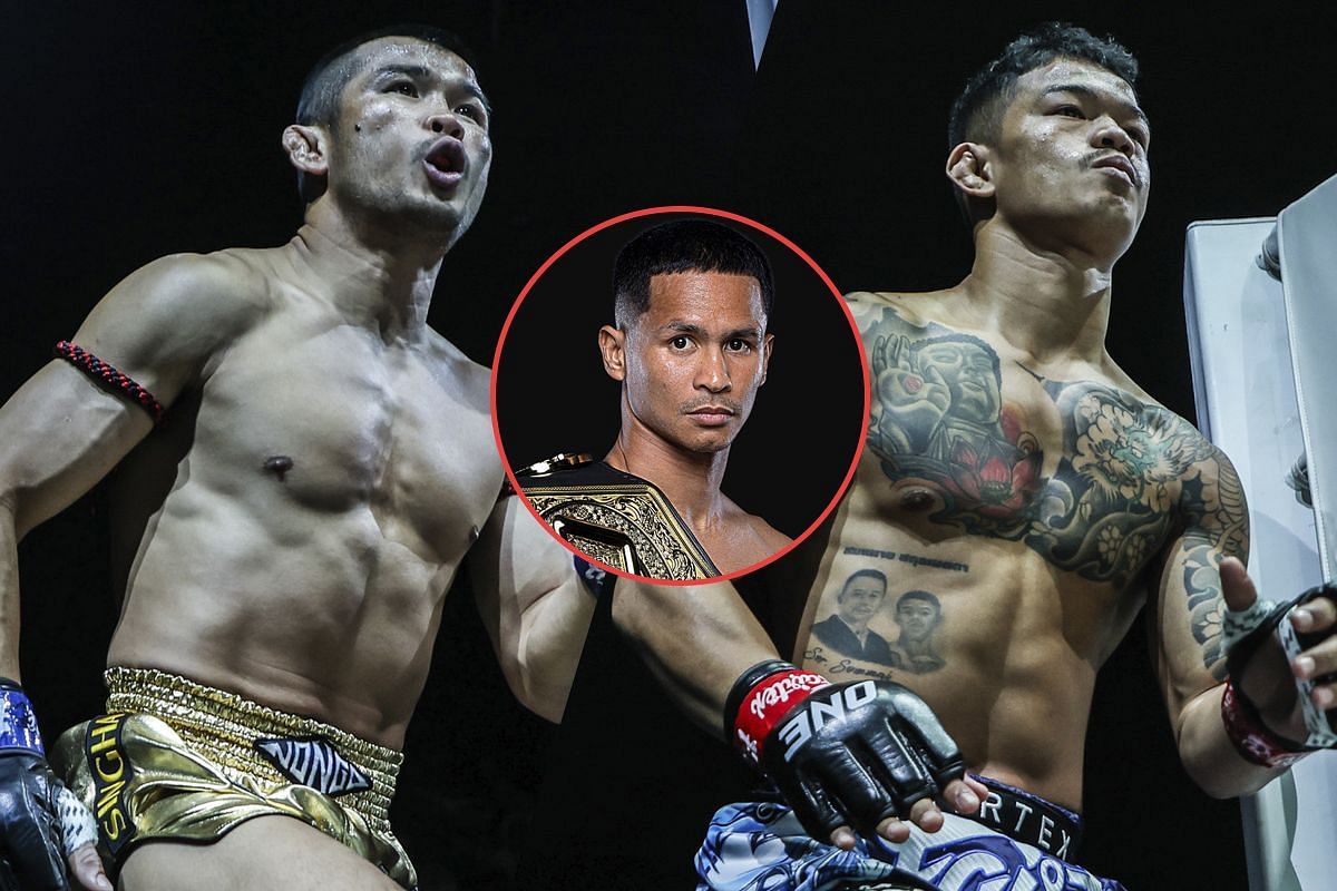 Nong-O Hama (left) and Kongthoranee (right) with Superbon | Image credit: ONE Championship