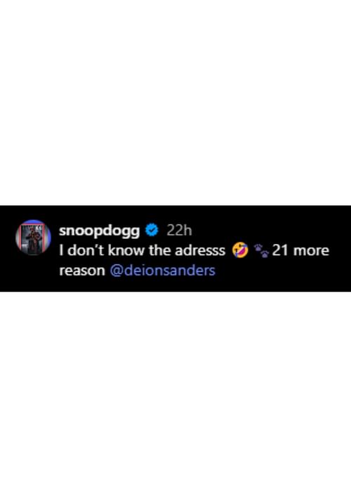 Snoop Dogg's caption for his  IG post on Deion Sanders.
