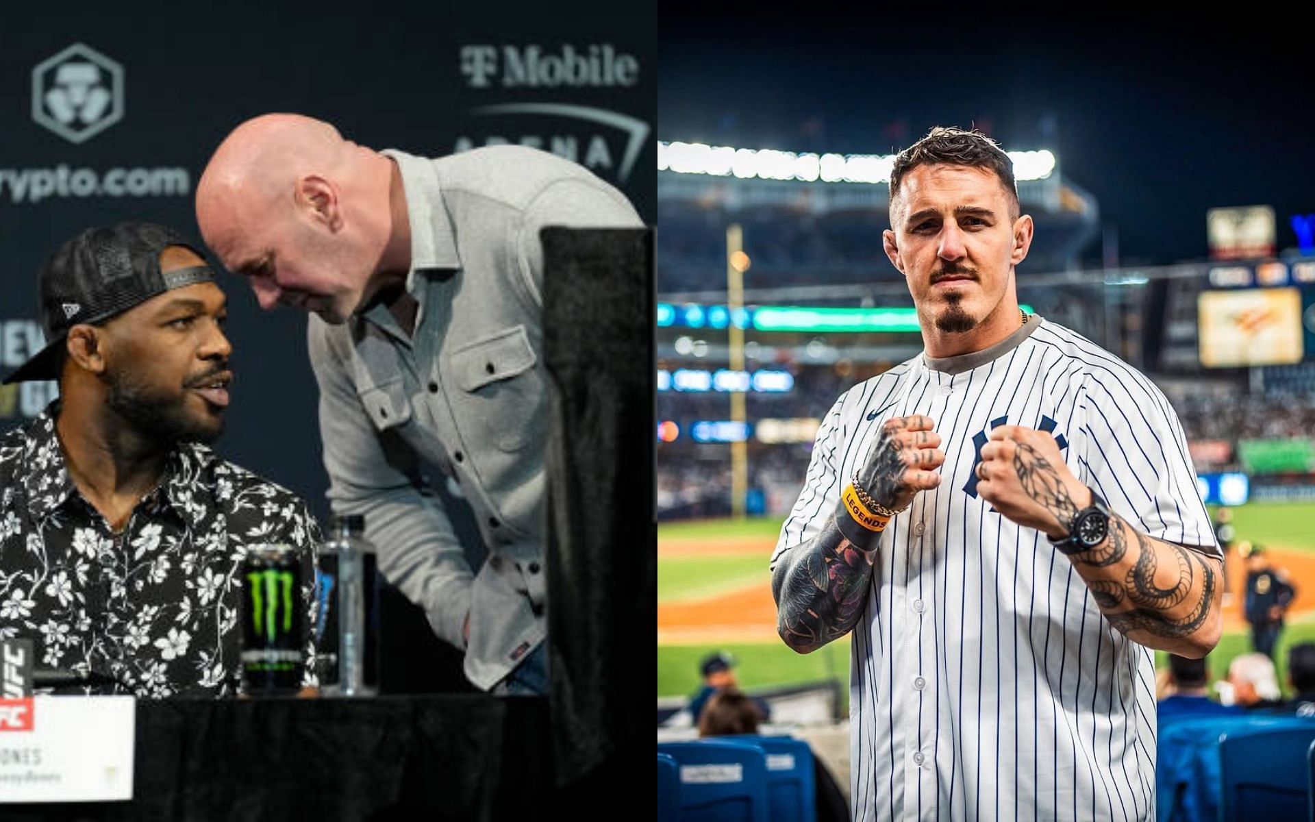 Dana White (center) talks about Jon Jones