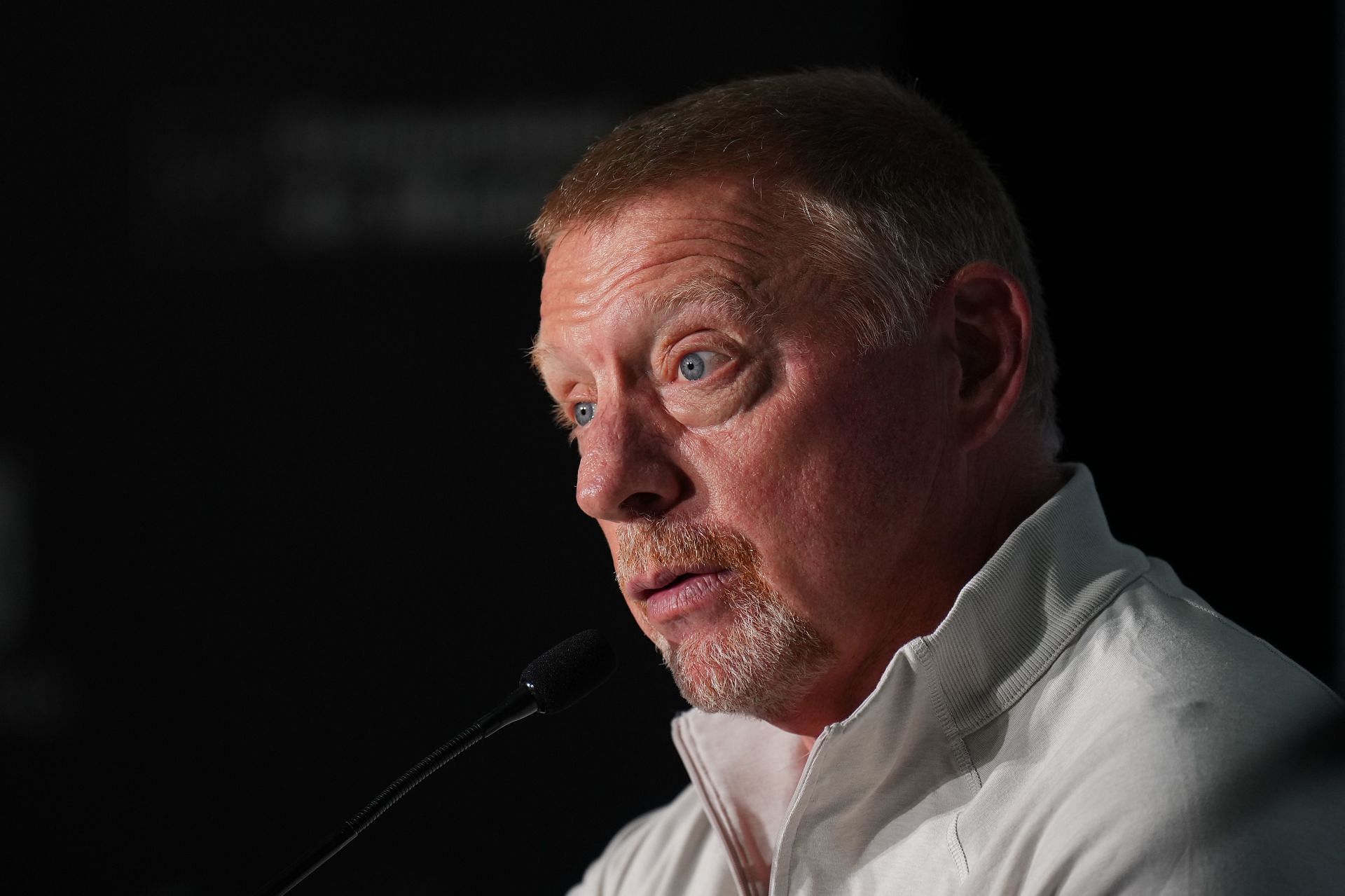 Boris Becker pictured at a press conference | Image Source: Getty