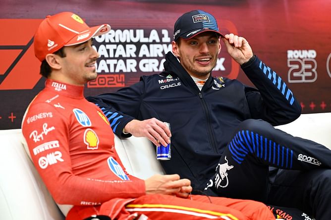 Watch: Charles Leclerc walks up to Max Verstappen to congratulate him on becoming a father