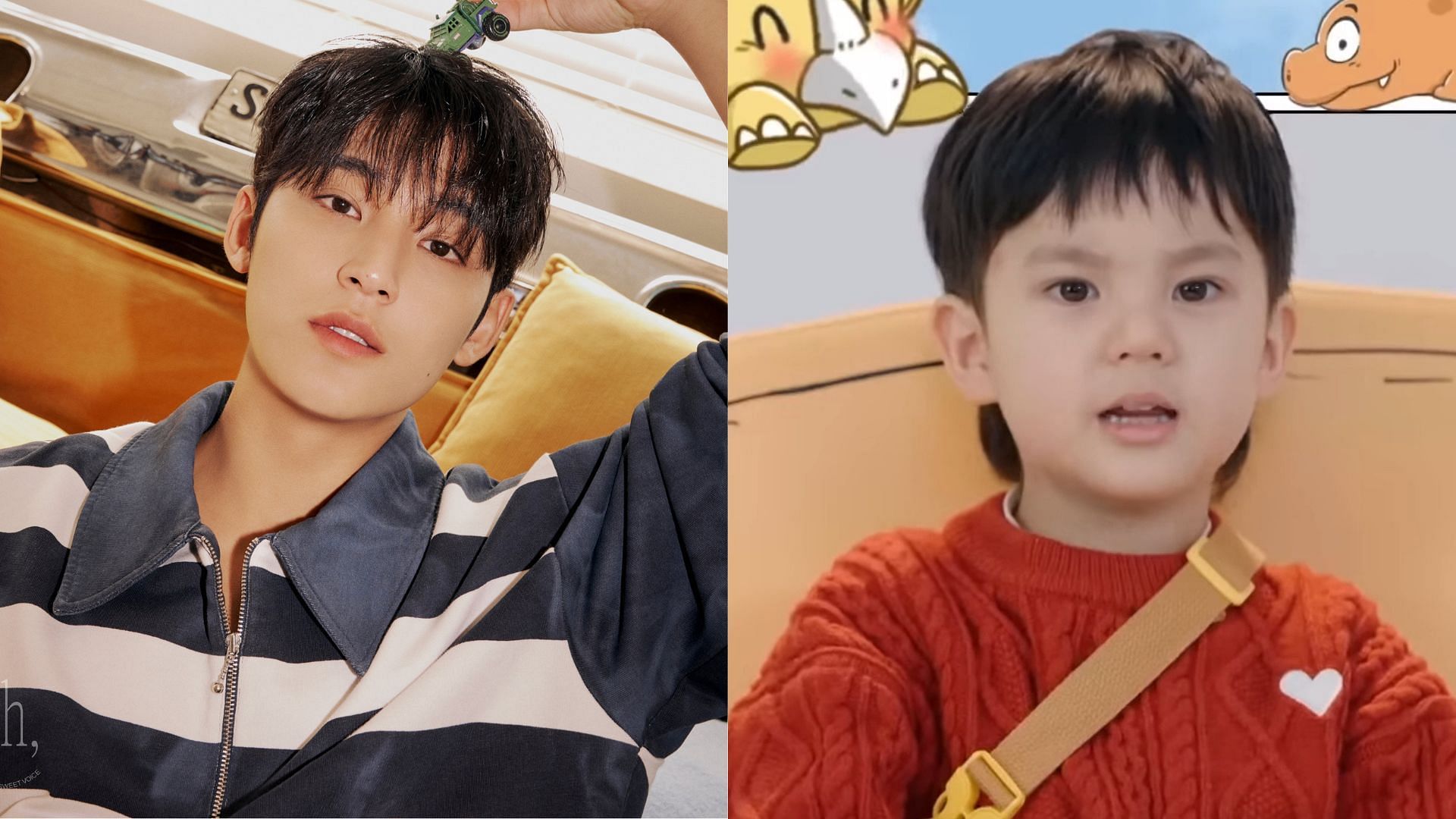 Chinese baby goes viral among fans for stark resemblance with SEVENTEEN member Mingyu (Images Via X/@pledis_17, YouTube/MangoTV Family) 