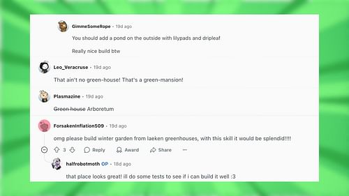 Redditors react to the massive greenhouse build (Image via Reddit)