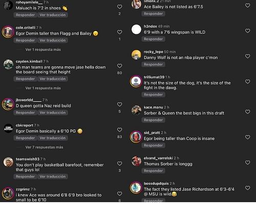 Reactions to the NBA Combine measurements. - Source: Instagram/@recruitsnews