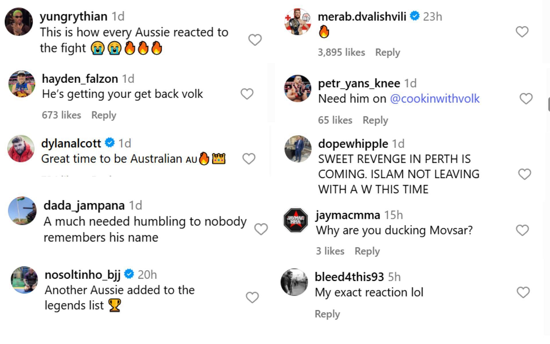 Fan reactions [Screenshots courtesy: @alexvolkanovski on Instagram]