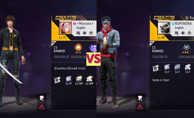 Raj Gamer vs Rupendra Gaming: किसके Free Fire MAX में बेहतर क्लैश स्क्वाड स्टैट्स हैं?
