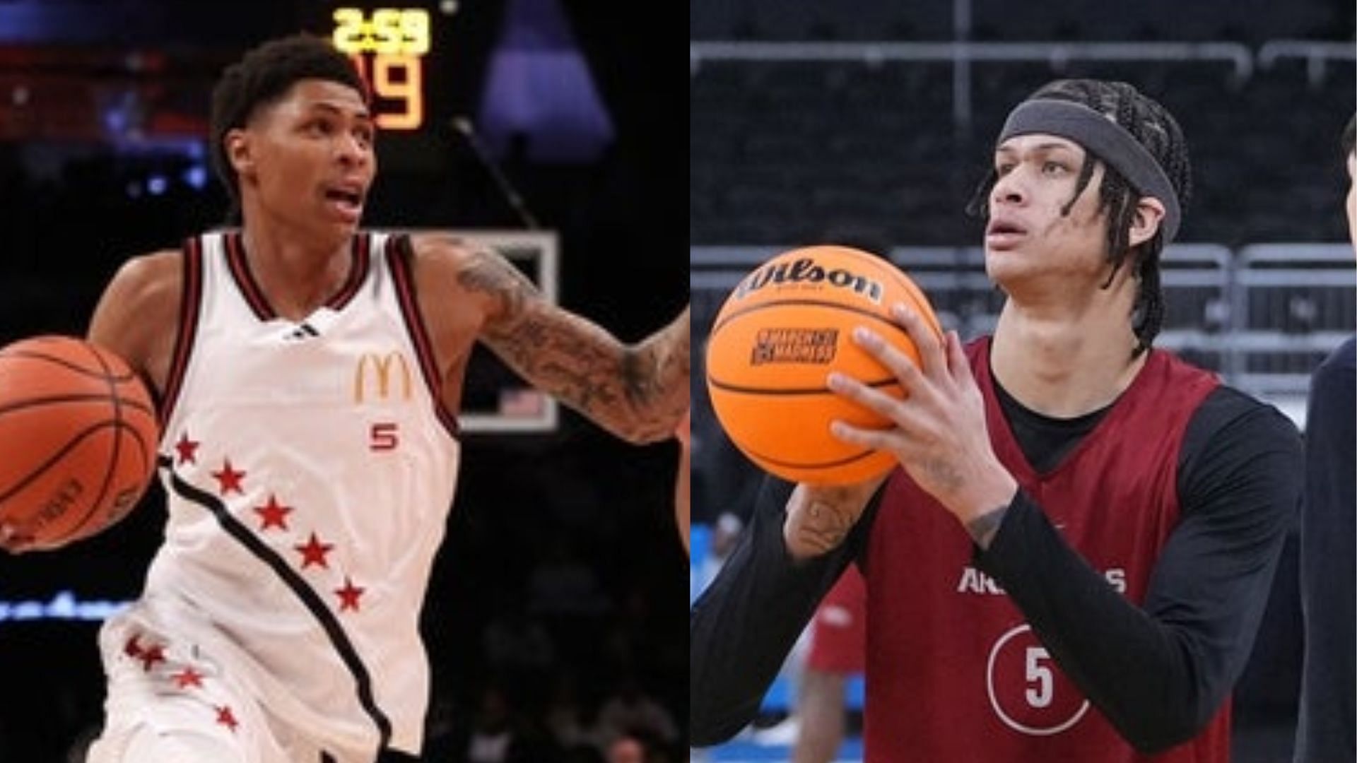 Arkansas commit Meleek Thomas (left) and former Arkansas player Casmir Chavis (right) (Image Source: IMAGN)